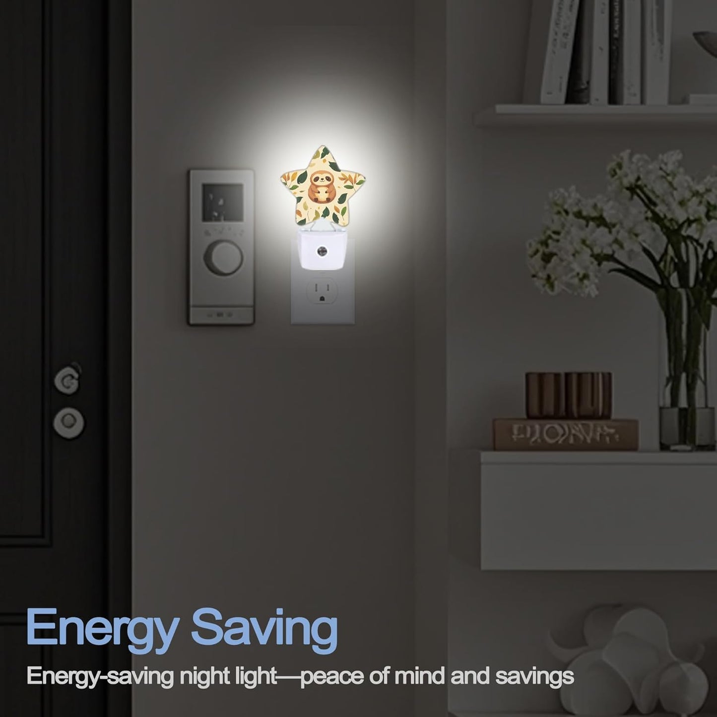 Lavender Butterfly Nightlight,Summer Flowers Star Night Lights Plug into Wall Decorations for Bedroom Bathroom,Dusk to Dawn Sensor Kitchen Hallway Stairs Energy Efficient Desk Lamp