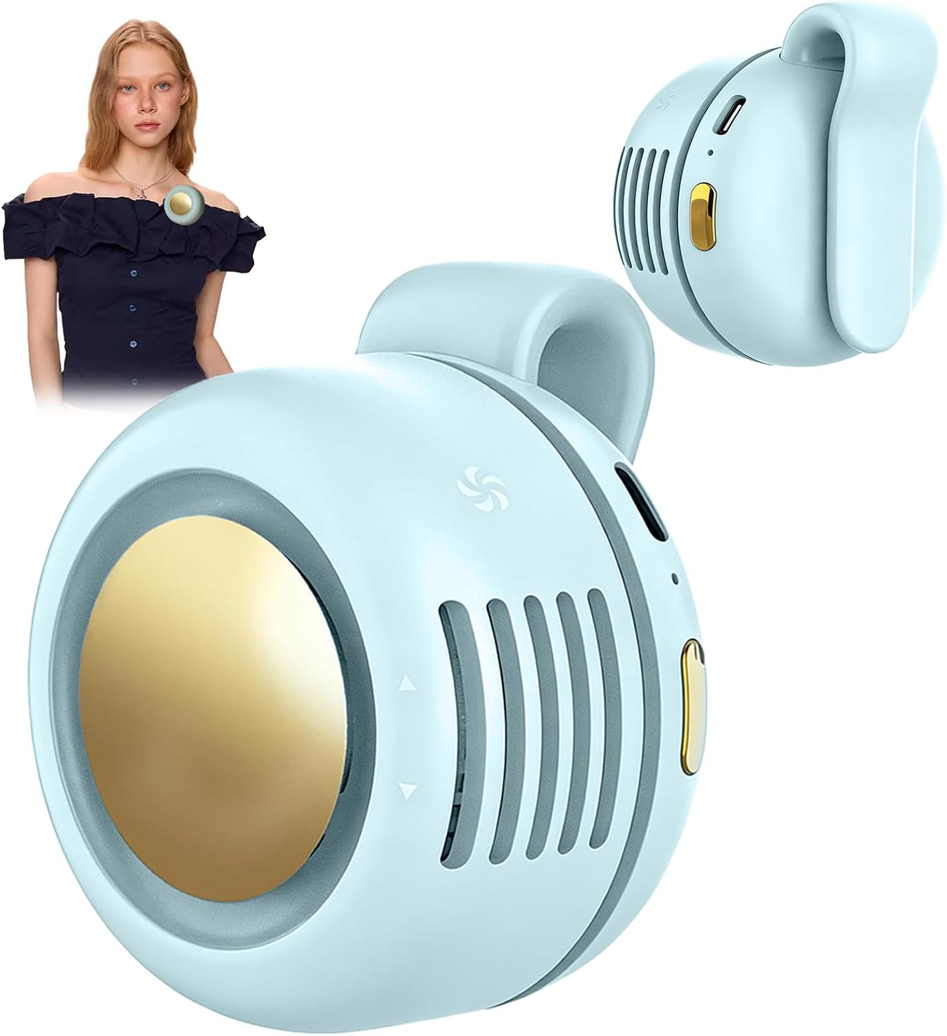 Portable Clip-On Fan, Mini USB Rechargeable 360° Rotatable Fan, Personal Fan 3-Speed Silent Mini Bladeless Fans