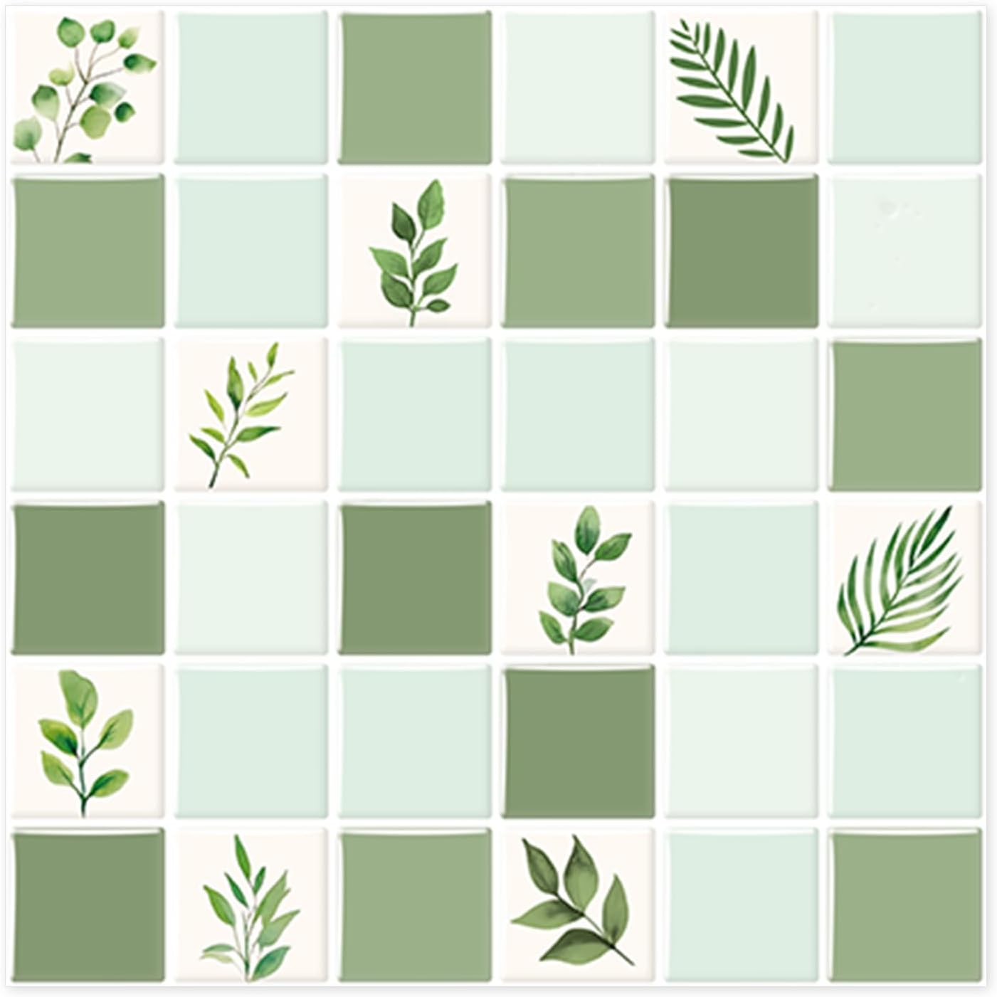 Peel & Stick Tile Stickers Waterproof Self-Adhesive Backsplash Stickers for Kitchen Bathroom Decor 10 Pack 11.8''x11.8'' (Light Green)
