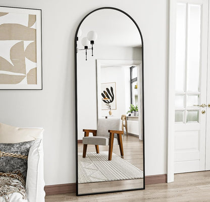 Prywot Arched Full Length Mirror, 70"x26" Free Standing Floor Mirror, Modern Full Body Mirrors with Stand, Wall Mirrors with Aluminum Alloy Frame for Bedroom,Living Room, Gold
