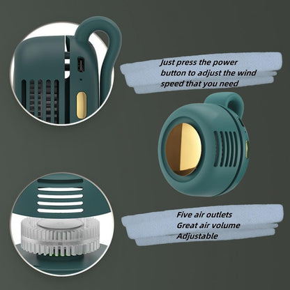 Portable Clip On Fan for Shirt, Mini Fan With Clip, Silent Bladeless Adjustable 3 Speeds Suspended Waist Fans, 2026 New Wearable Small Fans for Outdoor & Travel & Office, Travel Accessories (Green)