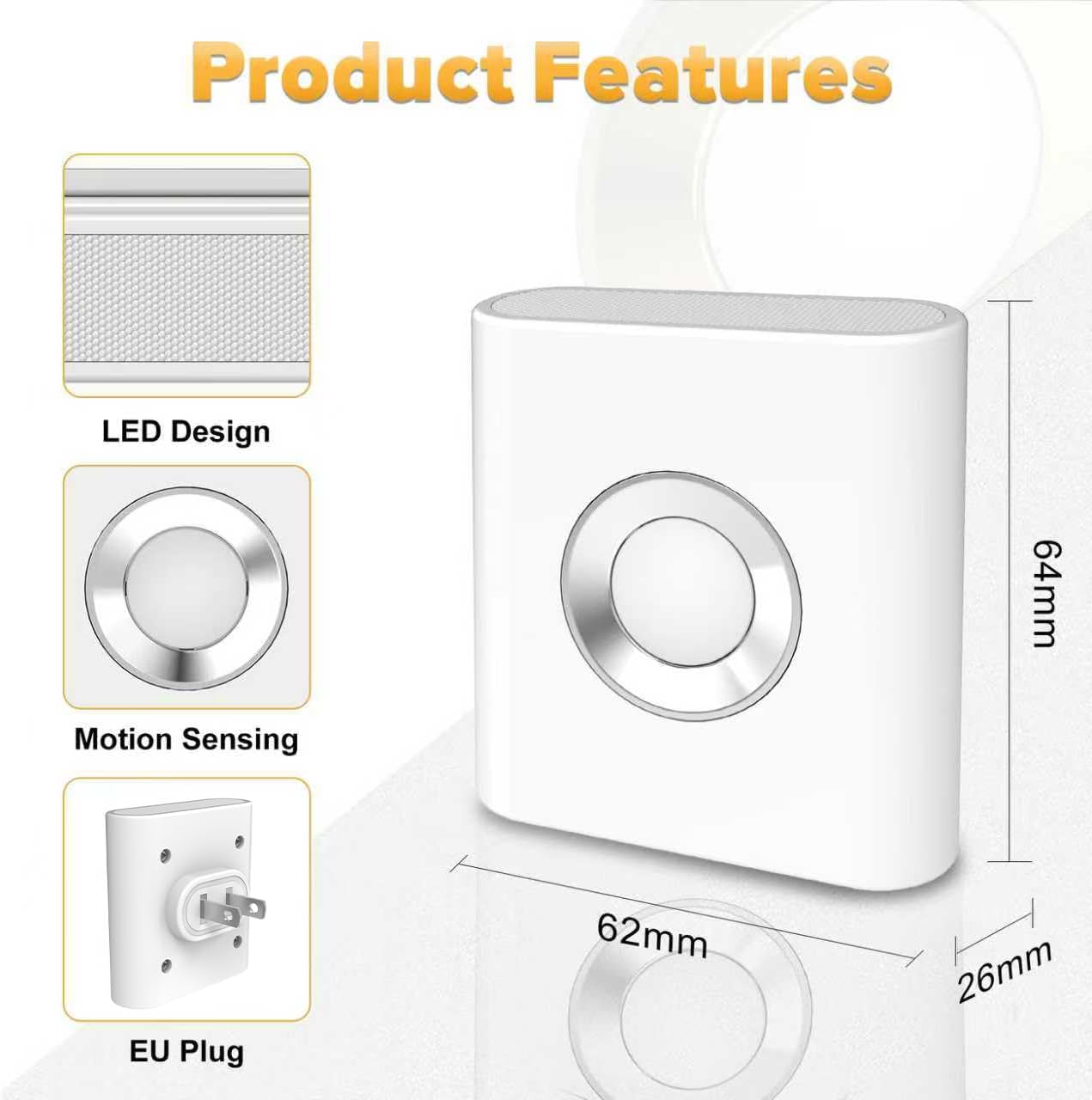 Plug-in LED Backlit Night Light with Motion Sensor & Dusk to Dawn Sensor, Warm White Nightlight with 50 lm Adjustable Brightness for Bathroom, Bedroom, Hallway, Stairs (2 Pack)