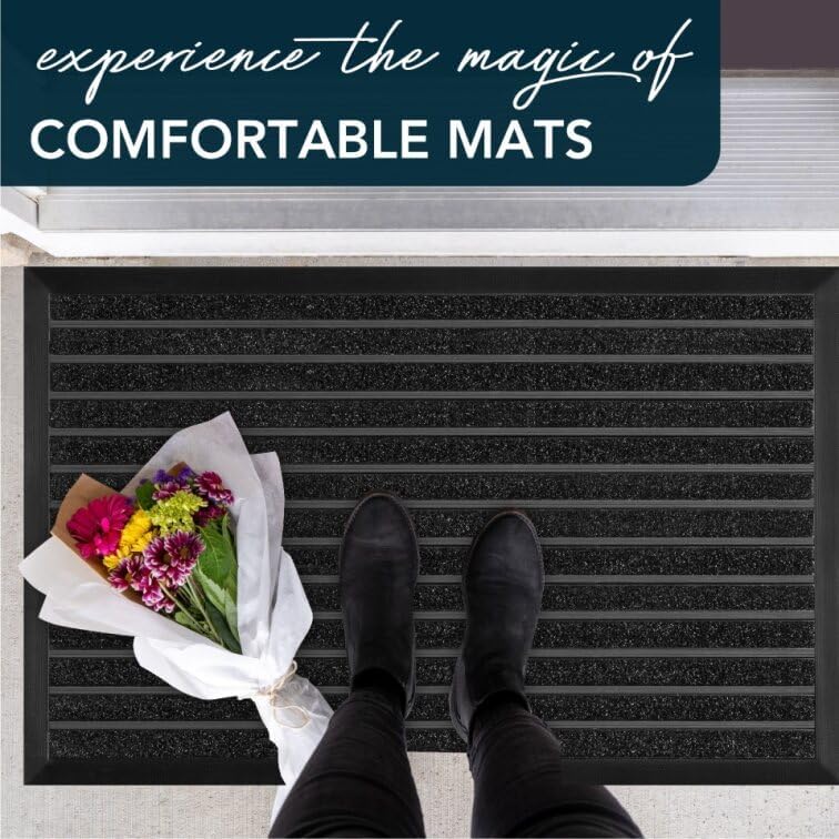 ubdyo Extra Durable Door Mat - Dirt Trapping Outdoor Welcome Mats - Non-Slip Outdoor Indoor Entrance - Low Profile Front Doormat (30" x 17", Bright Brown)