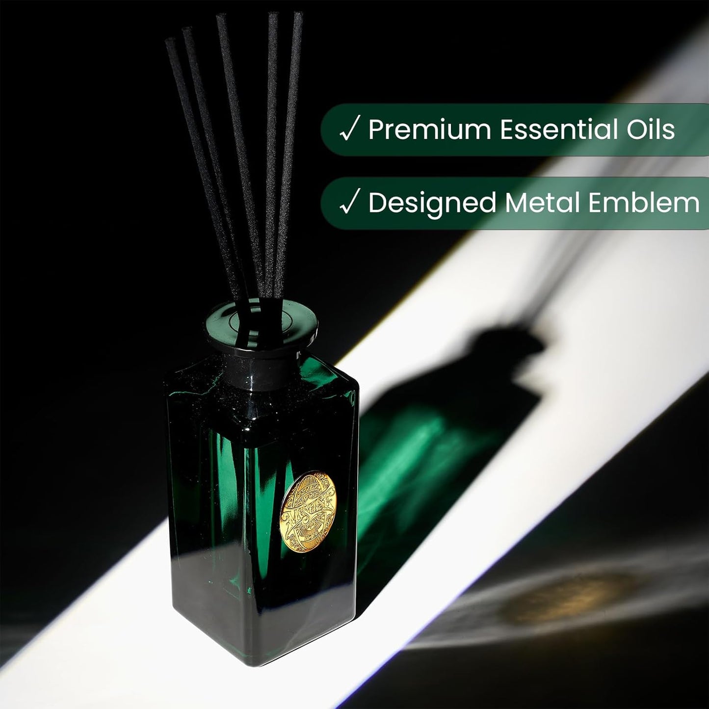 M&SENSE 6.3 oz Large Reed Diffuser Set | Lime+Basil Scent Oil Diffuser with Sticks | Hotel Collection Non-Toxic Home Fragrance |for Bedroom Bathroom Living Room - Colors B