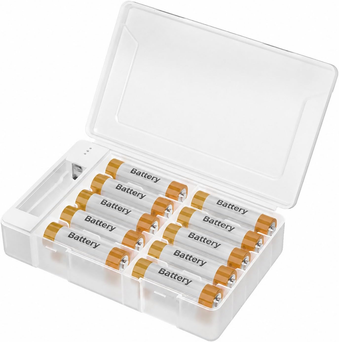 Battery Storage Organizer Box: 20 AA AAA Holder Case with Tester for Home/Office/School/Garage, Water Resistant and Shockproof, Battery Not Included