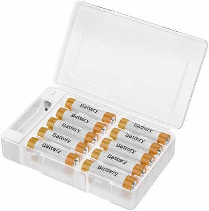 Battery Storage Organizer Box: 20 AA AAA Holder Case with Tester for Home/Office/School/Garage, Water Resistant and Shockproof, Battery Not Included