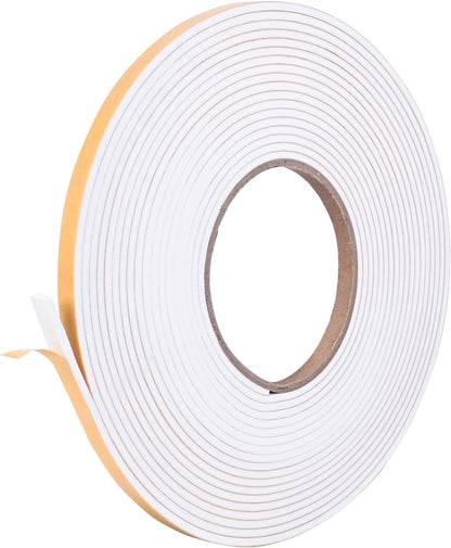 Self Adhesive Foam Tape Weatherstrip 1/2in x 1/4in x 42Ft High Density Foam Insulation Strips Foam Seal Weather Stripping with Strong Adhesive for Door and Window Sound Isolation Soundproofing, White