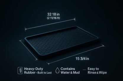 Rubber Boot Tray Scraper Mat – 13/16″ Thick, 32″ × 16″ Heavy-Duty Floor Protection Mat for Shoes, Indoor Outdoor Use