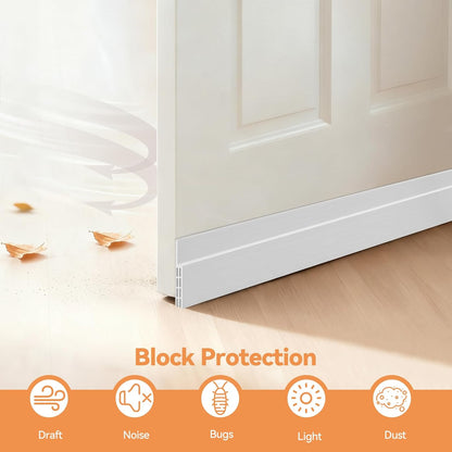Door Draft Stopper, Ohuhu 39"L x 2"W Silicone Weather Stripping Under Door Seal for Exterior Interior Doors, 1" Widened Strong Adhesive, Soundproof Door Sweep Strip to Block Cold, Noise, Light Pests