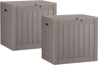 Fancyango 75 Gallon Outdoor Deck Box Waterproof, Large Storage Box for Patio, Resin Storage Bench Lockable for Garden Tools, Package Delivery, Black