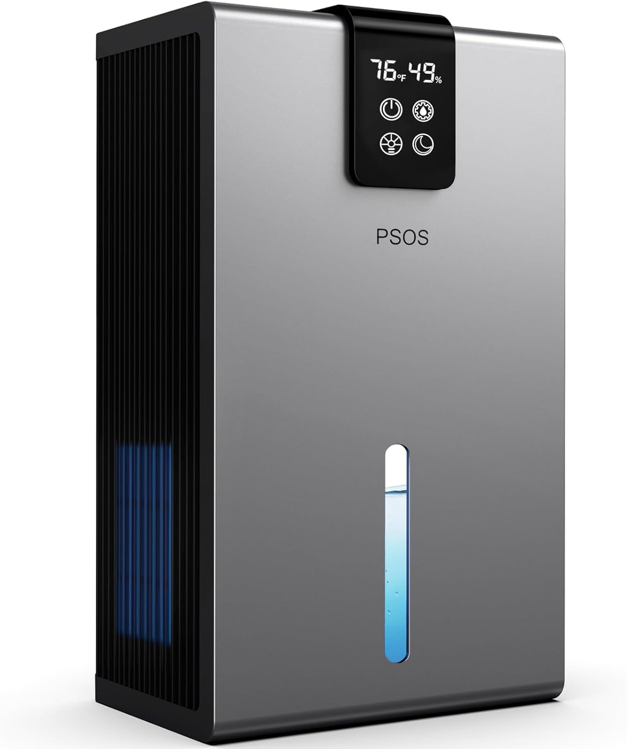 PSOS Dehumidifier, Dehumidifiers for Home, 98 OZ Water Tank, (1000 sq.ft) Quiet Dehumidifier for Bathroom Basement Bedroom with Humidity Display, Relaxing 7 Color Ambient Light, Auto Shut Off(White)