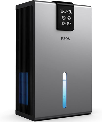 PSOS Dehumidifier, Dehumidifiers for Home, 98 OZ Water Tank, (1000 sq.ft) Quiet Dehumidifier for Bathroom Basement Bedroom with Humidity Display, Relaxing 7 Color Ambient Light, Auto Shut Off(White)