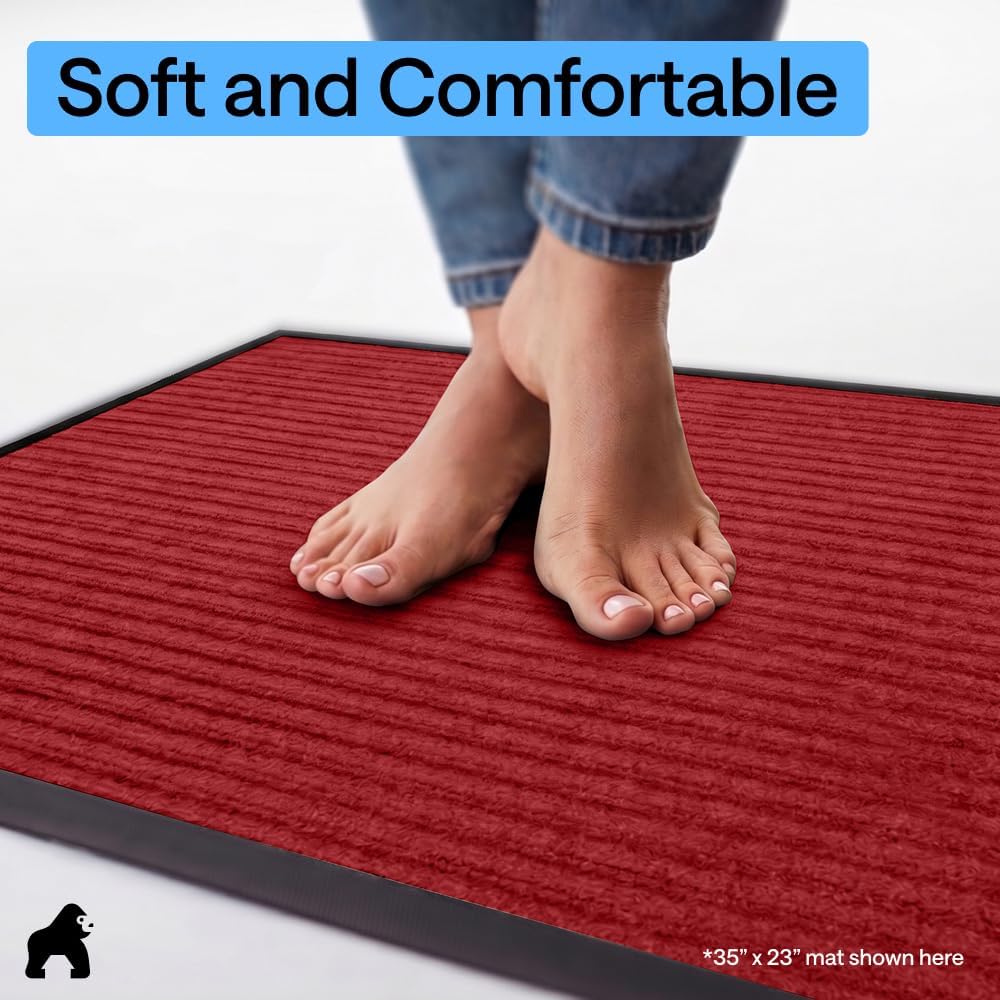 GORILLA GRIP Waterproof Traffic Guard Door Mat, Heavy Duty Entryway Mats, Strong Backing Commercial Utility Rugs for Office Hallway, Garage Floor and Home, Low Profile Carpet Runner, 29x17, Black