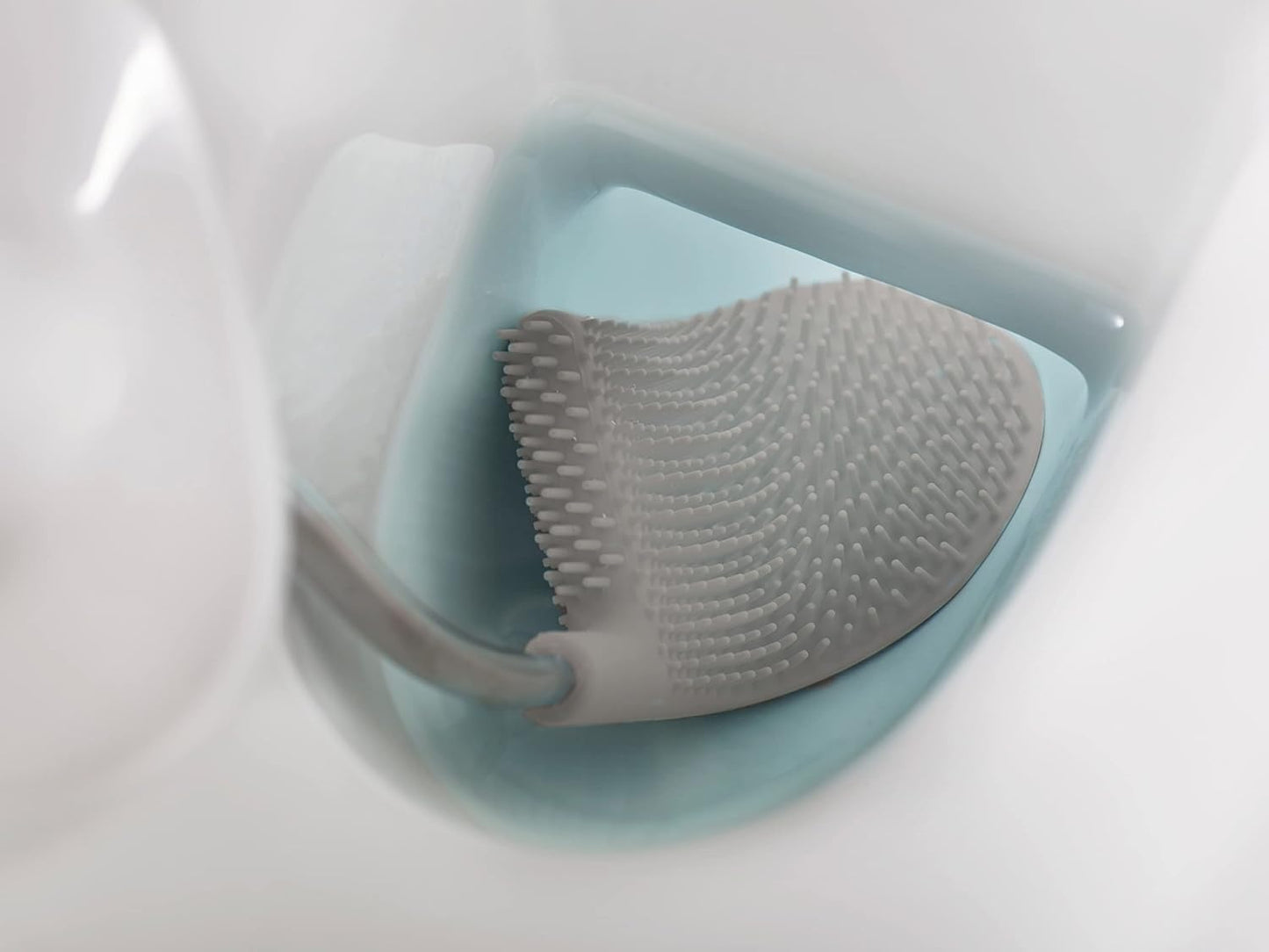 Joseph Joseph Flex Hygienic Silicone Toilet Brush with Slim Holder Set, Flexible Anti-drip, Anti-Clog Deep Clean Head - Gray/White