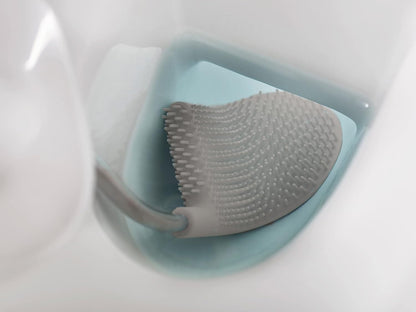 Joseph Joseph Flex Hygienic Silicone Toilet Brush with Slim Holder Set, Flexible Anti-drip, Anti-Clog Deep Clean Head - Gray/White