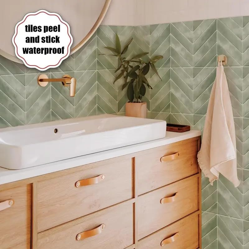 Heikki 20-Piece Kitchen Splash Guard Stickers, Peel-and-Stick Tile Splashbacks for Kitchen Islands, Bathrooms, Laundry Rooms, RVs, and Rental Spaces, 11.43 × 9 inches (Beige)