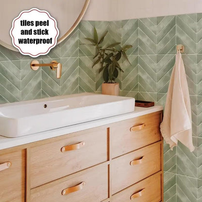 Heikki 20-Piece Kitchen Splash Guard Stickers, Peel-and-Stick Tile Splashbacks for Kitchen Islands, Bathrooms, Laundry Rooms, RVs, and Rental Spaces, 11.43 × 9 inches (Beige)