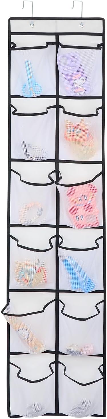 GOMAJI Over the Door 12 Pocket Hanging Shoe Organizer, Gray