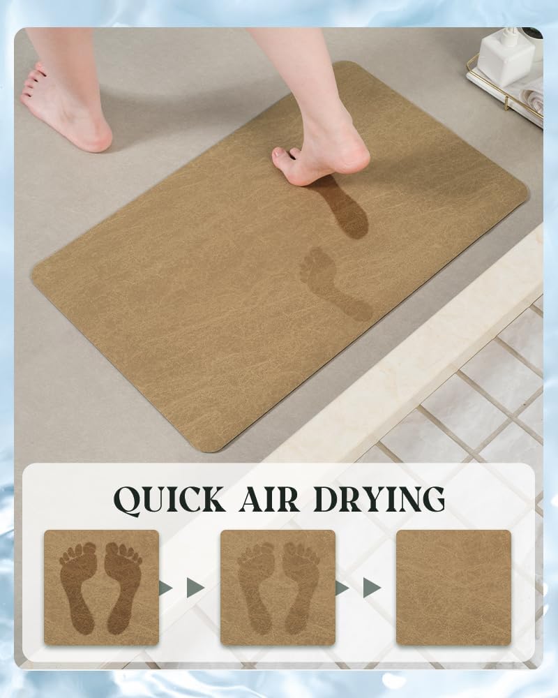 MontVoo -Bath Mat-Rubber Backing Non SlipThin Bathroom Rugs Fit Under Door- Quick Dry Absorbent Faux Suede Surface Grey Bathroom Floor Mats-Shower Rug for in Front of Bathtub Shower Gray 16x24