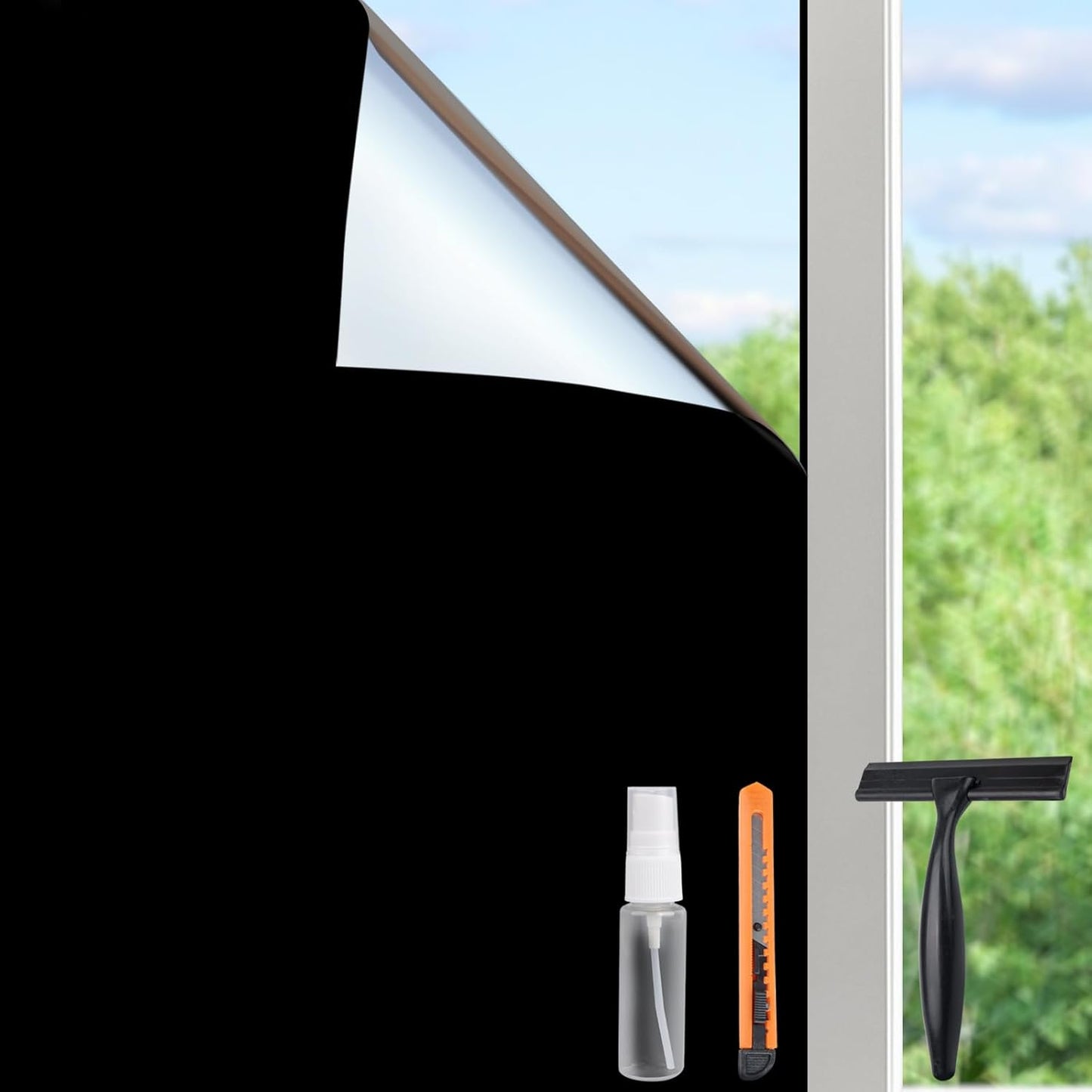 HIDBEA Frosted Window Privacy Film Heat Control UV Blocking, Static Cling Non-Adhesive Reusable Door coverings for Bathroom Home Office (Frosted 17.5 Inch x 6.5 Feet)