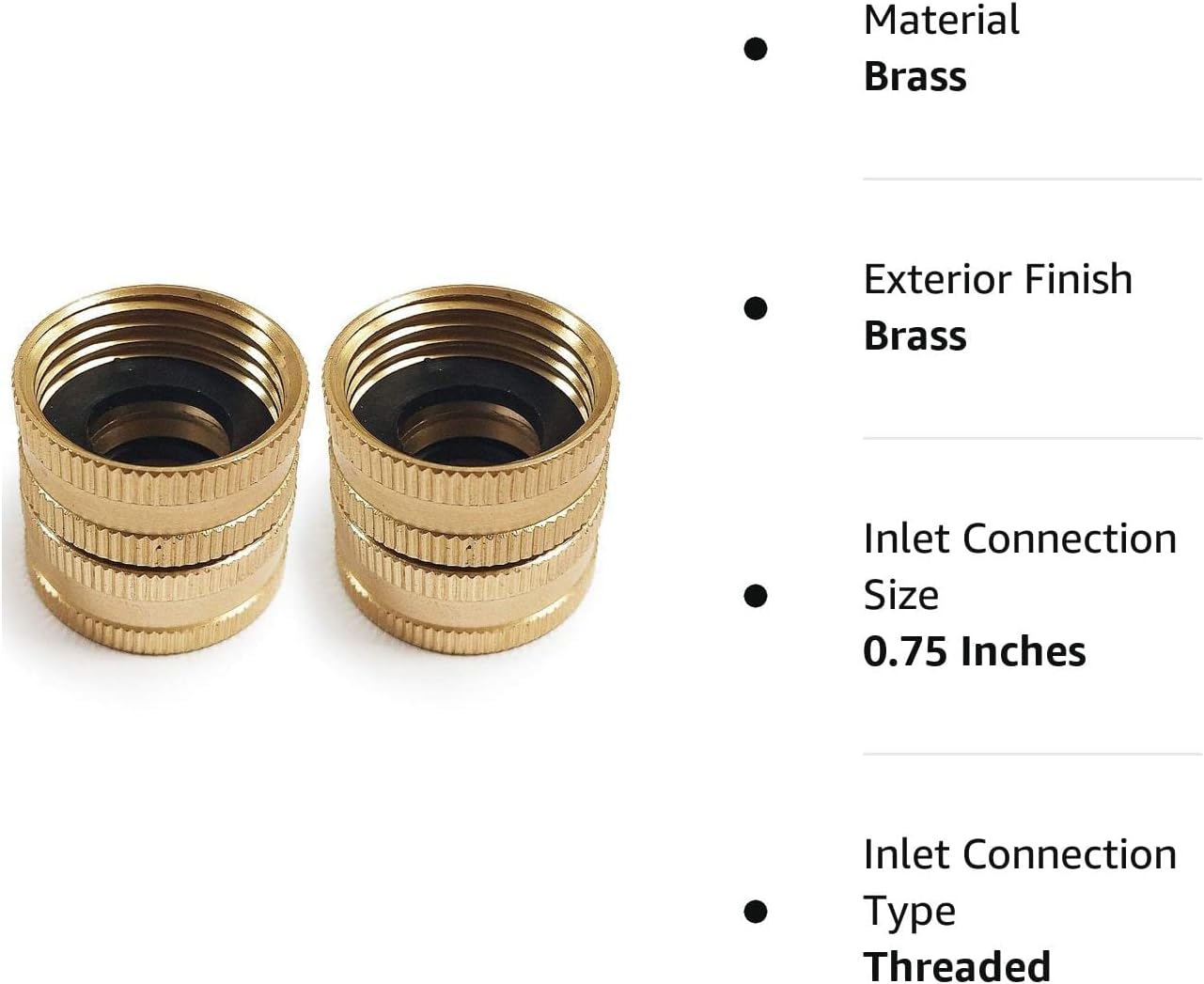 Twinkle Star 3/4" Female to Female Garden Hose Adapter, 2 Pack | Brass Dual Female Swivel, For Connecting Male to Male Hose