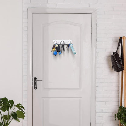 Stainless Steel Wall Key Holder Set of 2 - 3 Key Hooks Modern Hanger for Home, Kitchen, Entryway, Hallway, Office, Cabinet, Bathroom (Black)