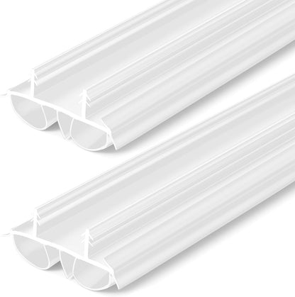 Pushglossy 2 Pcs 48" Double Bubble Kerf Door Sweep 1-3/4" Wide Vinyl Weatherstrip Seal for Exterior Doors, Energy Efficient Draft Stopper, Easy Slide in Installation(White)