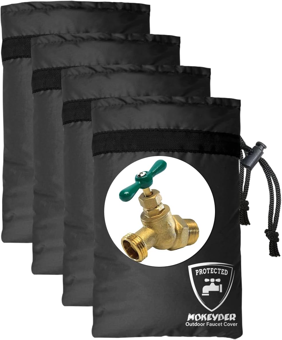 Enlarge Outdoor Faucet Cover for Winter Freeze Protection, 13” W x 25" H Hose Bib Covers Socks for Garden Lawn Faucets & Yard Hydrant, Reusable Long Insulated Spigot Cover, Black, 1 Pack