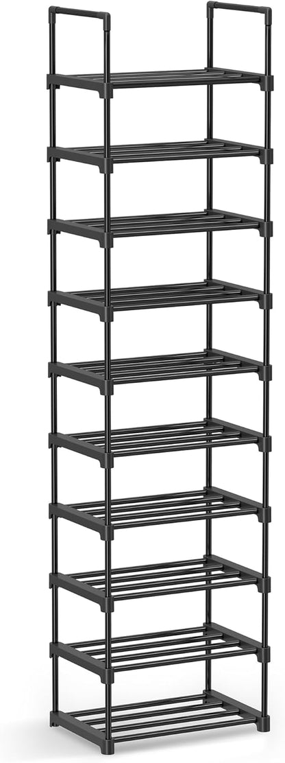 SONGMICS Shoe Rack, 6-Tier Shoe Organizer, Metal Storage Shelf, Upright or Upside Down, for 24-30 Pairs, Stackable, for Entryway, 11.8 x 36.2 x 42.7 Inches, Black ULSA306BH01