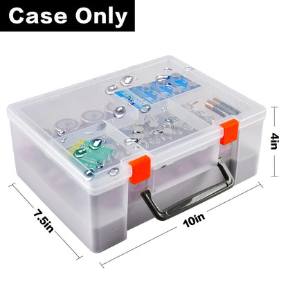 Battery Organizer Storage Box, Garage Storage Containers Case Holder with Checker Tester Fits for AA AAA C D 9V Lithium 3V (Not Includes Batteries Pack)