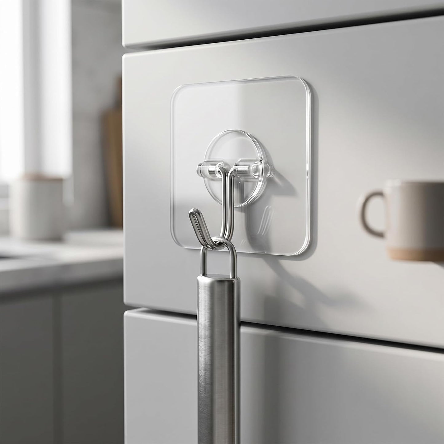 Adhesive Wall Hooks 12 Pack Heavy Duty Transparent Waterproof Hooks for Hanging Towels Coats Keys and Decor for Bathroom Kitchen Door Outdoor Use
