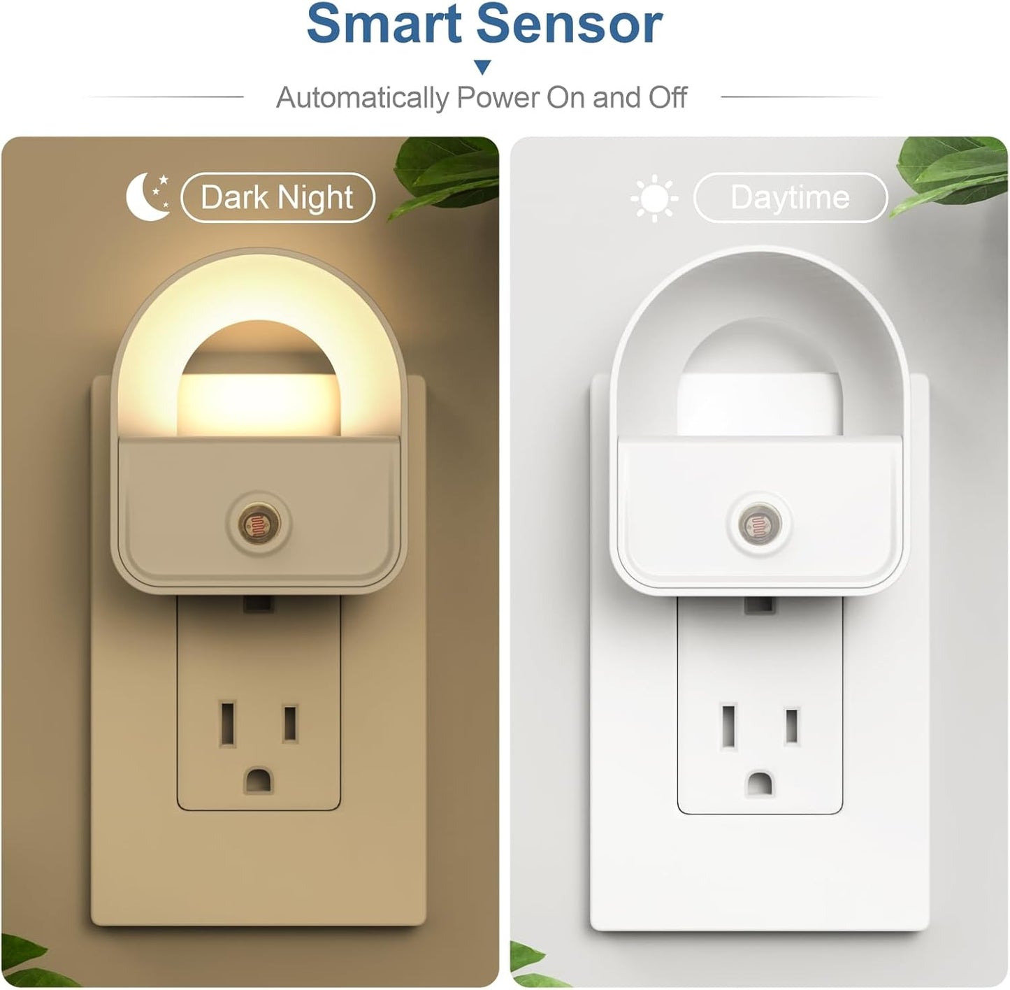 6 Pack Night Light Plug in, White LED Nightlights with Smart Dusk to Dawn Sensor, Plug into Wall Nightlights Suitable for Bedroom, Bathroom, Hallway, Kitchen, Stairs, Kids, Adults