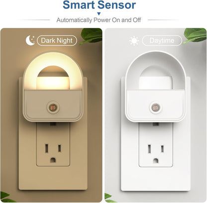 6 Pack Night Light Plug in, White LED Nightlights with Smart Dusk to Dawn Sensor, Plug into Wall Nightlights Suitable for Bedroom, Bathroom, Hallway, Kitchen, Stairs, Kids, Adults