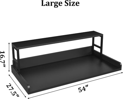 Washer Dryer Countertop with Shelf, 23.62″D x 23.62″W x 16.57″H, Countertop for Washer and Dryer Top with Non-Slip Pads and Edge Rails, Laundry Room Storage and Organization(Black)