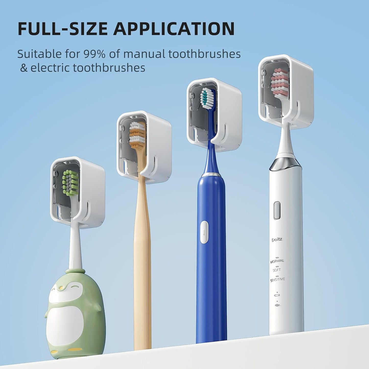 Travel Toothbrush Cover 2PCS,【Innovative Band Design】 Stay Closed Electric Toothbrush Covers Caps, Toothbrush Head Cover for Travel, Camping,Bathroom, Business