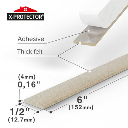 X-Protector Premium Felt Furniture Pads - 20 PCS 6 x 1/2" - Black Rectangular Pads with Tenacious Adhesive - Protects Hardwood, Laminate & Tile Floors