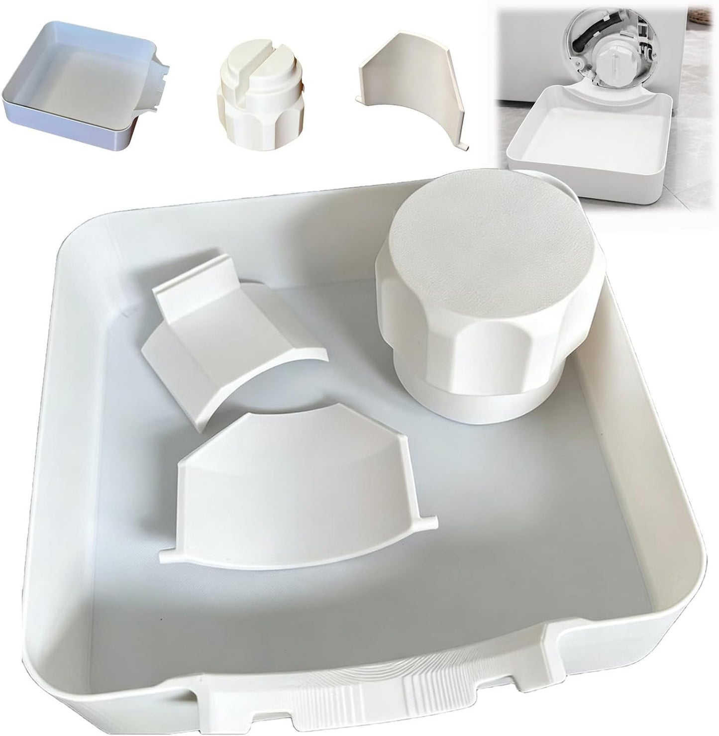 Universal Front-Load Washing Machine Drain Pan, Washing Machine Drain Tray, Leak-Proof Water Catch Drainage Tray, Easy Installation for Basements, Apartments, Mobile Homes, Garages, and Rentals
