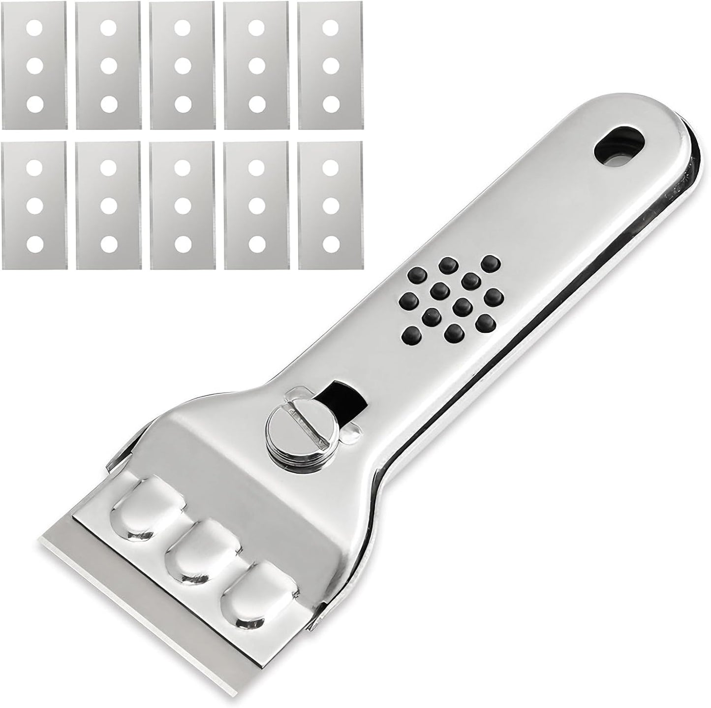 Scraper Tool, Multi Surface Cleaning Tool, Glass Windows Tiles Metal for Stove Tops, Windows, Paint Removal and Adhesive Residues, Silvery, 5.3 Inches, 1 Piece