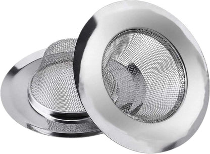2 Pcs Stainless Steel Kitchen Mesh Silver Sink Strainer Large Wide Rim 4.5" Diameter,Perfect for Kitchen Sinks