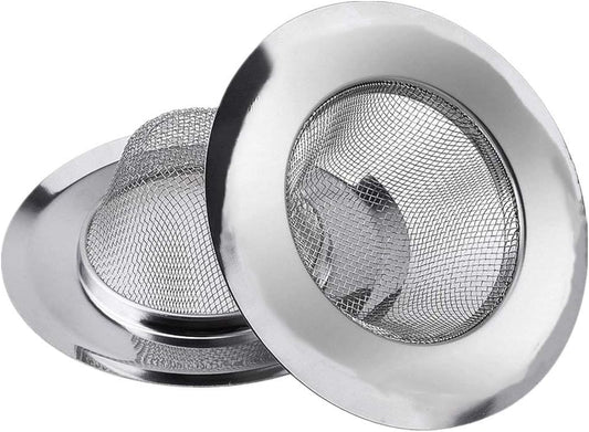 2 Pcs Stainless Steel Kitchen Mesh Silver Sink Strainer Large Wide Rim 4.5" Diameter,Perfect for Kitchen Sinks