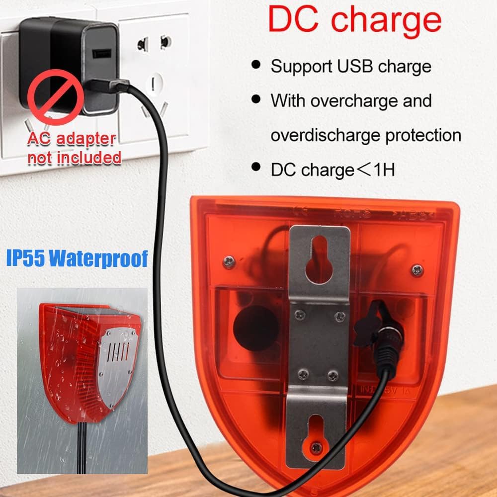 High / Low Water Level Sensor Detector Alarm 120 dB Red Strobe Siren, Adjustable Alarm Volume, Sump Bobber Water leak Sensor,16.4ft Probe Cord, Suitable for Water Tank/Aquarium, Swimming Pool/Basement