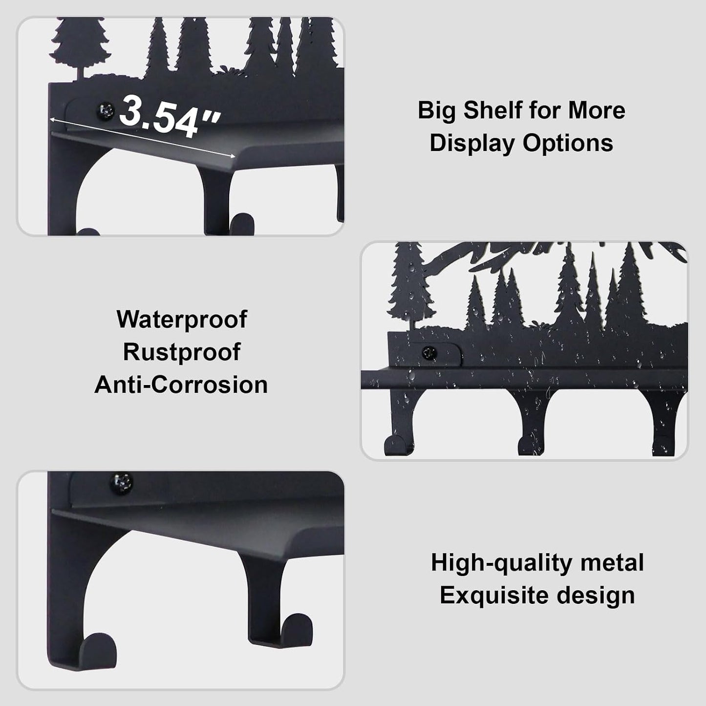 Key Holder for Wall, Metal Wall Hooks Organizer Rack with 7 Hooks for Keys, Coats, Bags – Decorative Home Decor for Entryway, Hallway, Kitchen, Living Room (12 Inches, Mountain)