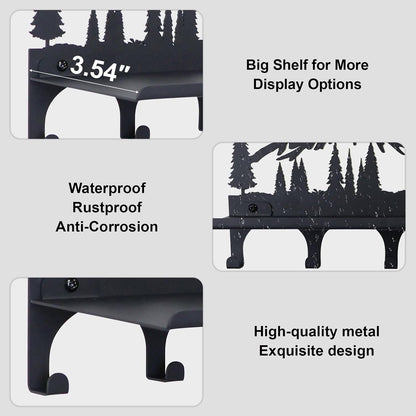Key Holder for Wall, Metal Wall Hooks Organizer Rack with 7 Hooks for Keys, Coats, Bags – Decorative Home Decor for Entryway, Hallway, Kitchen, Living Room (12 Inches, Mountain)