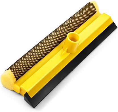 11.6" Window Squeegee with Scrubber, 2-in-1 Car Glass Cleaning Kit with Sponge and Rubber Blade Squeegee Cleaner for Window, Glass, Car Windshield– Fits Standard Extension Pole (Pole Sold Separately)