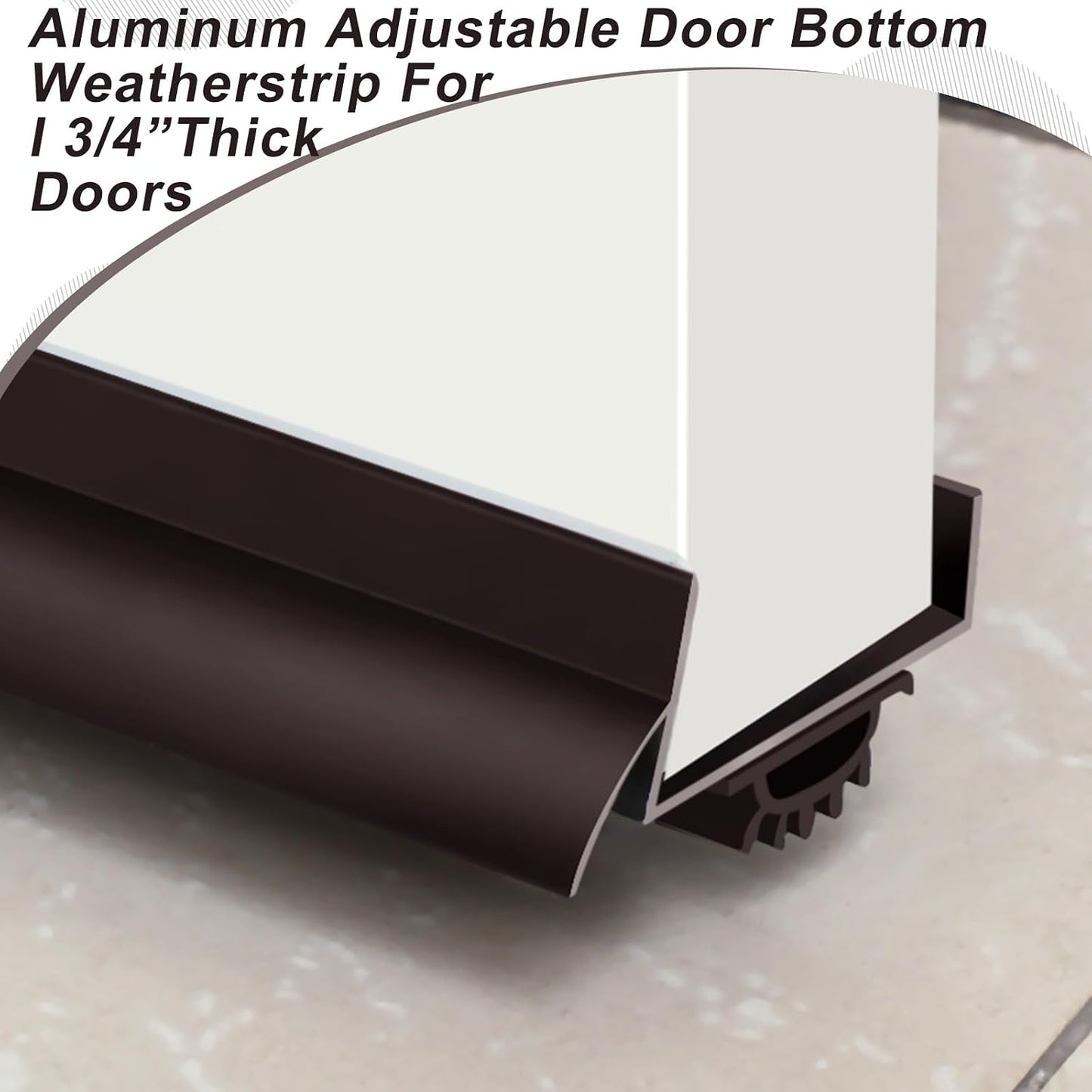 MorningRo 1 Pcs 1-3/4" x 36" U Shaped Aluminum Door Sweep for Bottom of Door with Drip Cap Screw-on Metal Weather Stripping Seal Draft Stopper Threshold for Exterior Front Doors (Black)