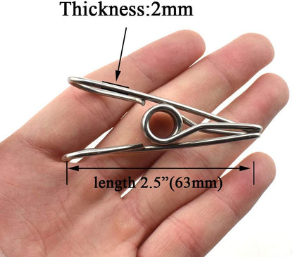 HAHIYO Clothespins Chip Clips All Metal Stainless Steel No Rust Stains Strong Grip in Heavy Wind 2 Inches 24 Pack Do Not Fall Apart Open Wide for Holding Clothes Snack Bag Clamps