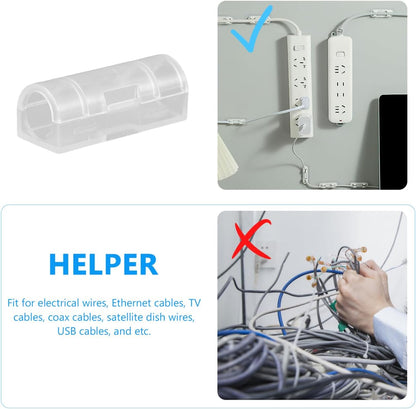 OSALADI 20 Pcs Self Adhesive Cable Clips Wall Line Card Wire Organizer for Desk and Wall Sticky Cord Clips for Cable Management Compact 1.29X0.51X0.47In