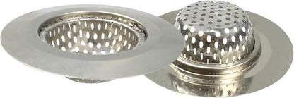 2PCS Kitchen Sink Strainers, 3" Top/1.5" Basket, Stainless Steel Bathtub Drain Strainer, Shower Hair Drain Catcher, Drain Filter Basket