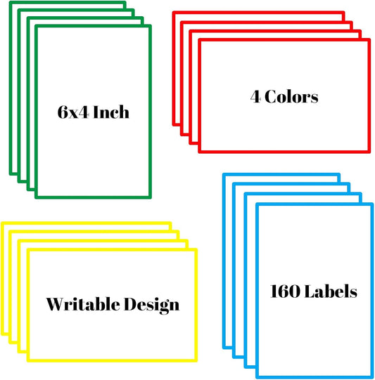 6x4 Inch Large Moving Box Labels, 100 Pack 4 Color Coded Blank Stickers for Packing Supplies, Permanent Adhesive for Home Organization, Kitchen, Storage Bins & Cardboard Boxes （100Pcs）