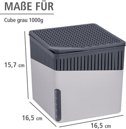 WENKO Portable Dehumidifier Cube Design, Compact and Rechargeable Dehumidifier for Bathroom, Closet, Bedroom, Garage, Covers up to 2800 Cubic Feet, 2.2lbs, Beige, 6.18 x 6.5 x 6.5